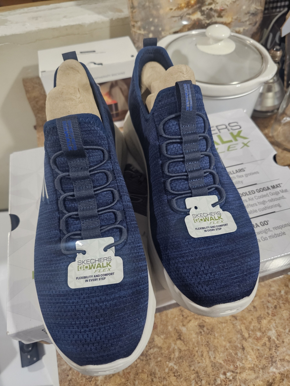 Skechers GOwalk Flex Navy Knit Slip-On Sneakers